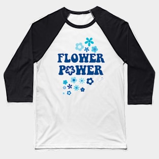 Beautiful Cool Blues Flower Power Seamless Pattern Print Baseball T-Shirt